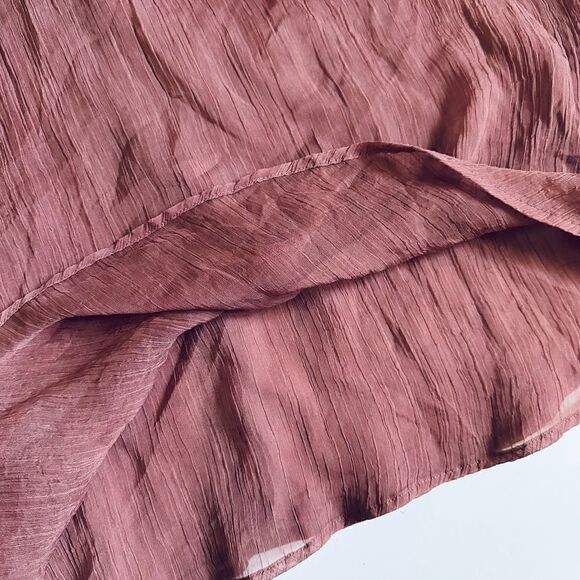 Stellah dusty pink/rose layered semi-sheer exaggerated ruffle bell sleeve blouse - Picture 6 of 12
